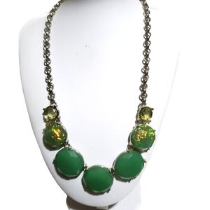 CHUNKY GREEN STATEMENT NECKLACE Geometric Colorful Stones